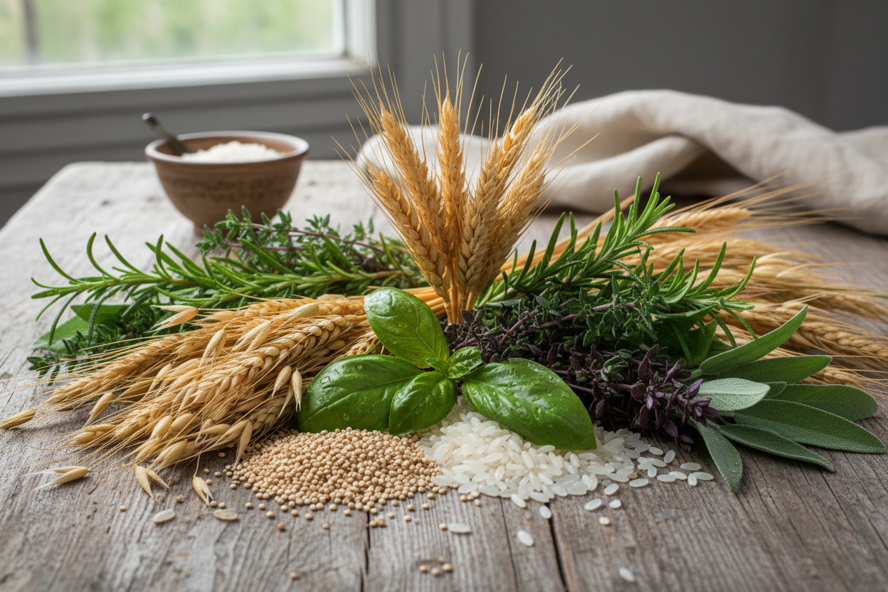 grains and herbs